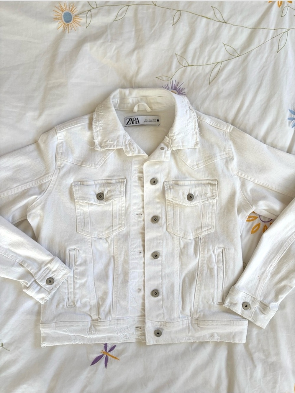 ZARA White Denim Jean Jacket